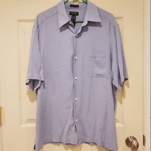 Men's Short-Sleeve Button Down Silk Shirt